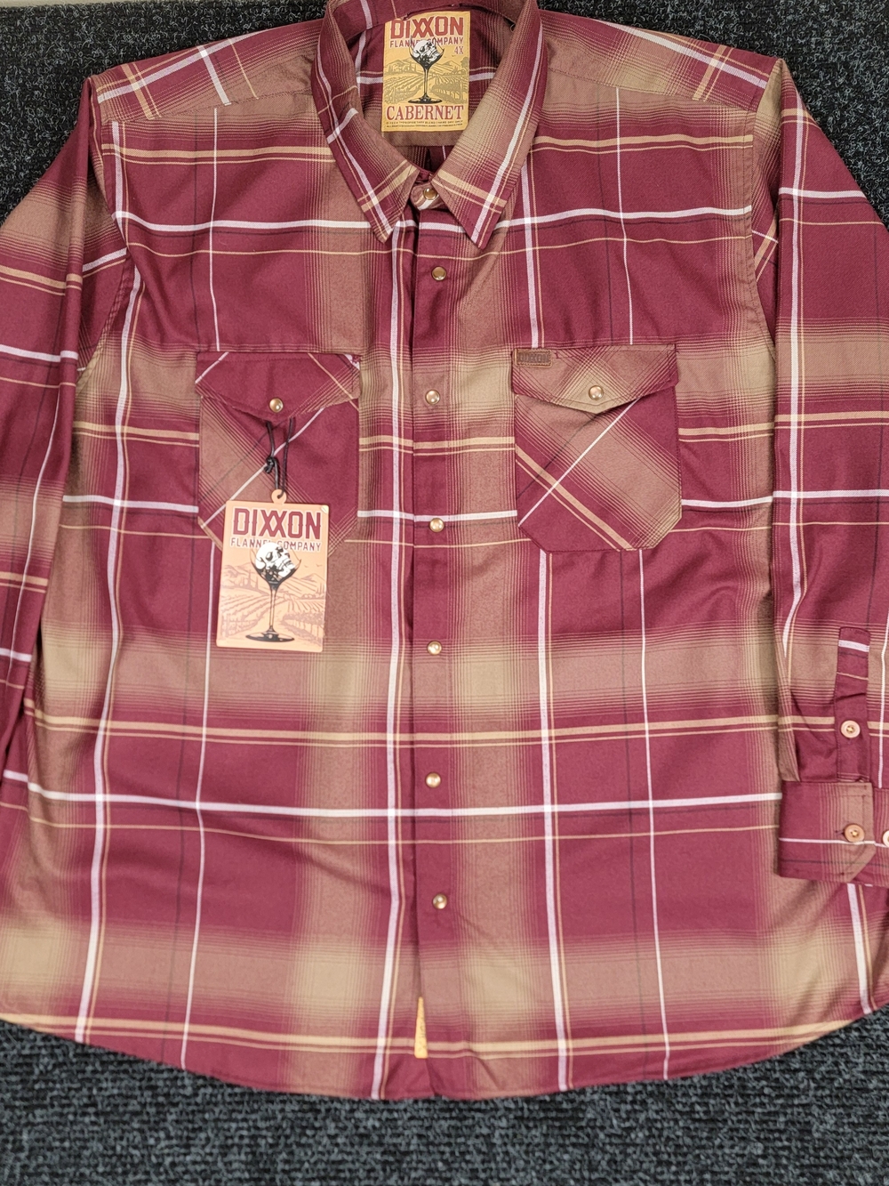 Dixxon Flannel Co Cabernet Flannel Shirt 4X NWT Burgundy Plaid D-Tech Big & Tall